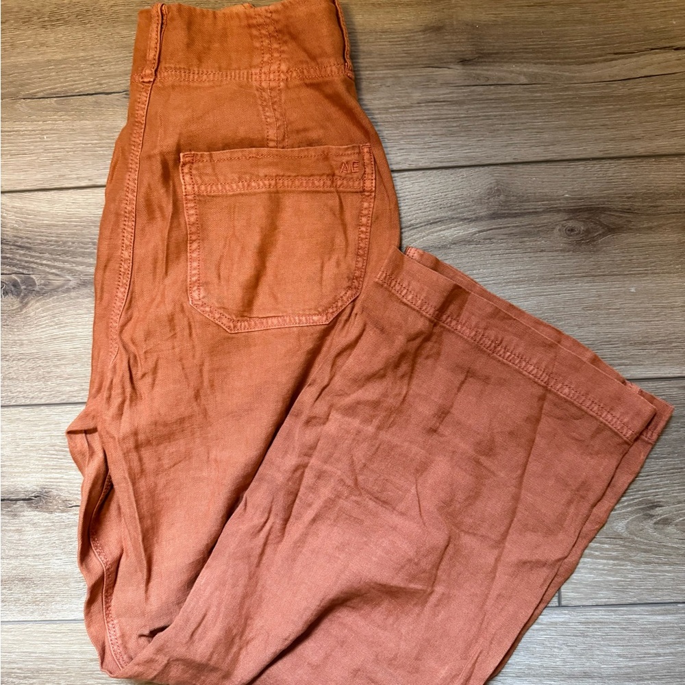 American Eagle Outfitters Rust Orange High-Rise Wide Leg Pants